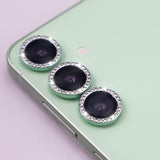 Camera Lens Protector for Samsung S25 Plus, Glitter Diamond Crystal Glass Screen Cover with Rhinestones (Green, S25 Plus)