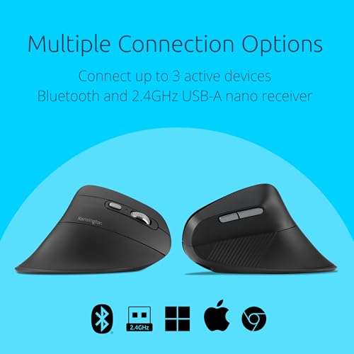 My630 Eq Wireless Rechargeable Mouse, Ergonomic Vertical Design, Bluetooth Le, 2.4Ghz, Black (K72484Na)