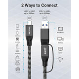 RIITOP USB 3.2 C to C Cable 20Gbps [1FT], Braided 2IN1 USB Type C Y Short Cabl