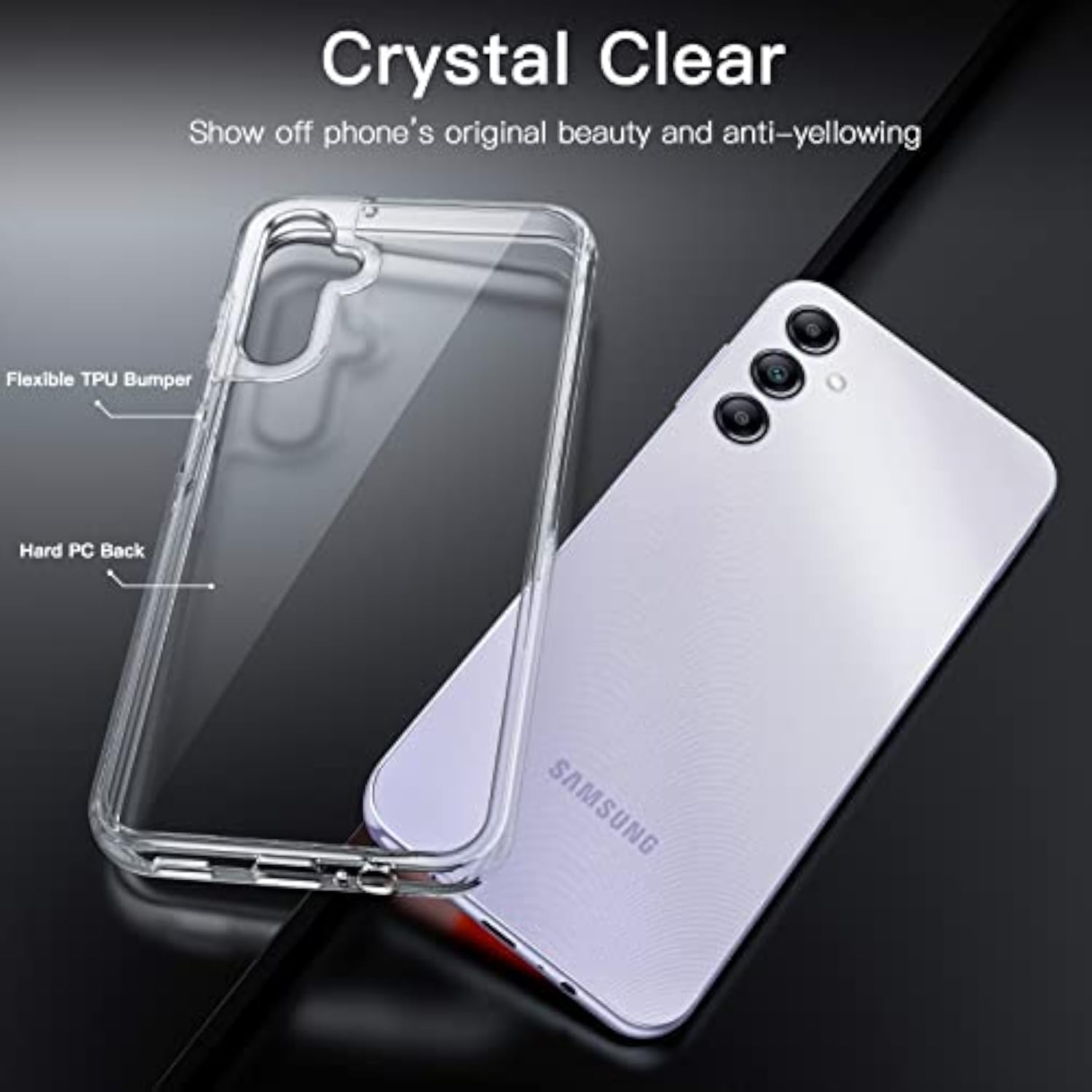Clear JETech Case for Samsung Galaxy A14, Anti-Yellowing