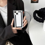 Rectangle Black White Lines Retro Phone Case For Iphone 16 Pro Max 6.9In,Luxury Minimal Designer Striped Cool Pattern Chic Trendy Rectangled Glossy Slim Cover(Iphone 16Promax 6.9")