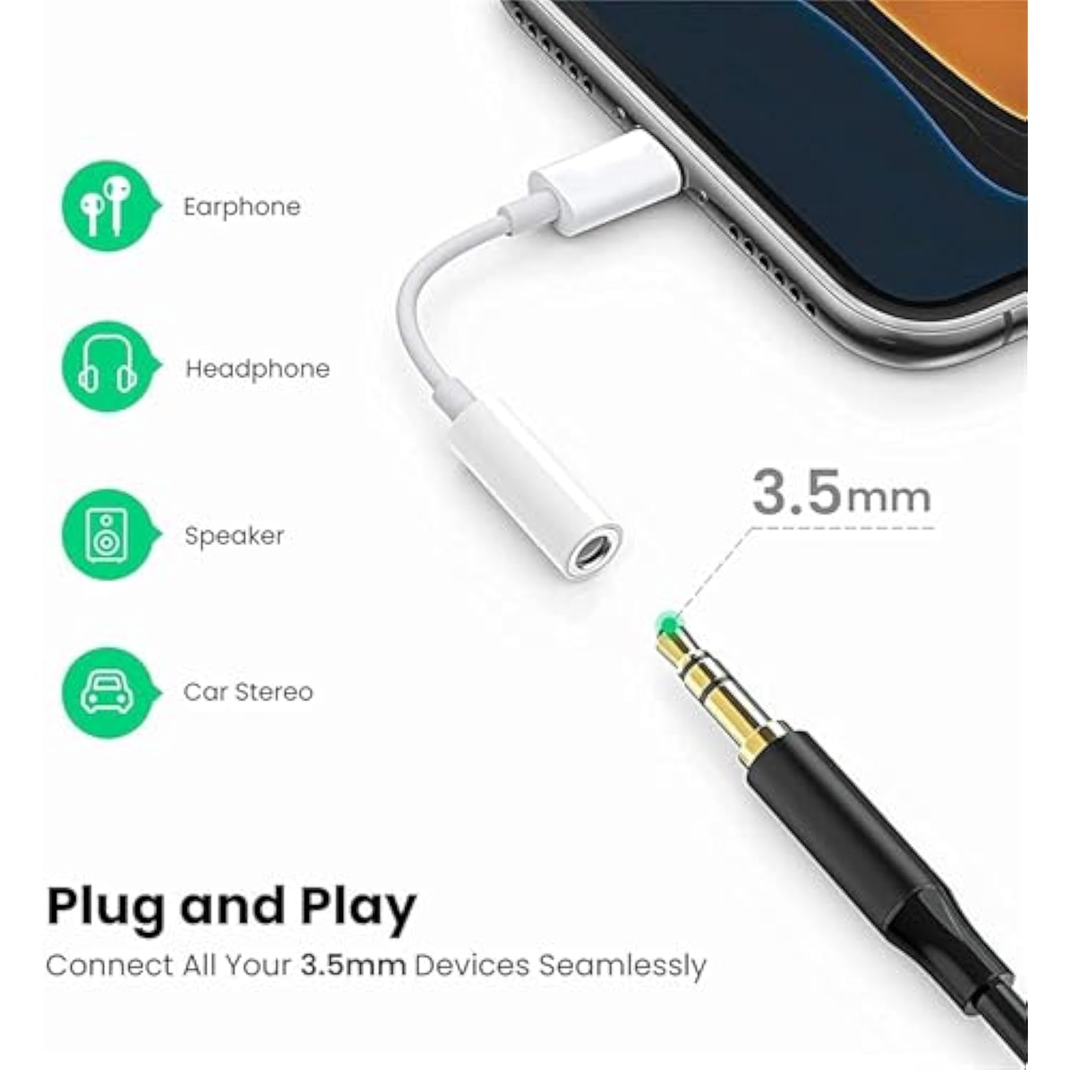 [Apple Mfi Certified] Apple Lightning To 3.5 Mm Headphone Jack Adapter, 3 Pack Iphone To 3.5Mm Aux Audio Cable Adapter Converter Cable Dongle Compatible For Iphone 14 13 12 11 Pro Max Xs Xr X 8 7 Ipad
