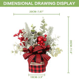 Small Buffalo Check Plaid Christmas Tree, Artificial Mini Tabletop Christmas Tree Decorations, For Winter Home Holiday Party Xmas Decor - Red/Black.