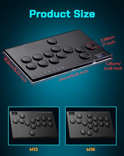 Haute42 All Metal Arcade Stick 13Keys All-Button Controller with Custom RGB & Turbo Functions,Arcade Fighting Stick for