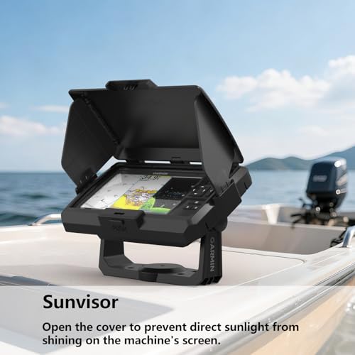 Protective Sun Visor Shield Cover for Garmin Striker Vivid 5cv and Garmin Striker 5cv, ABS Foldable Weather Protection Screen Cover (Black)