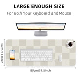 Non-Slip Desk Mat, Leather Desk Mat, Waterproof Pu Leather Desk Pad Protector, Large Mouse Pad, Easy Clean Laptop Desk Writing Mat For Work/Home/Decor(31.5"X12", White Grey)