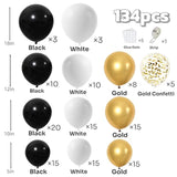 Black Gold White Balloon Arch Kit Metallic Confetti Balloons Party Decor