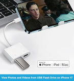 USB-C to USB Camera Adapter with 30W Charging Port for iPhone 17/16/15, MFi Certified USB 3.0 OTG Cable Compatible with MacBook Pro Air, iPad