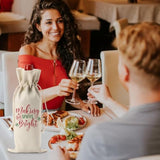 Christmas Wine Bags For Wine Bottles - Christmas Holiday Gifts For Women & Men - Making Spirits Bright Wine Bottle Bag