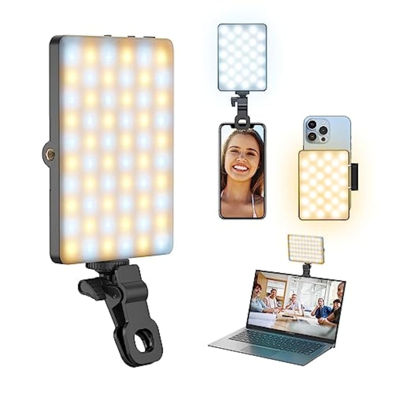 Selfie Light For Phone, 60 Led Phone Light With Rechargeable Clip And Adjusted 3 Light Modes, 2000Mah Video Light For Iphone Ipad, Laptop, Makeup, Tiktok, Selfie, Vlog, Video Conference