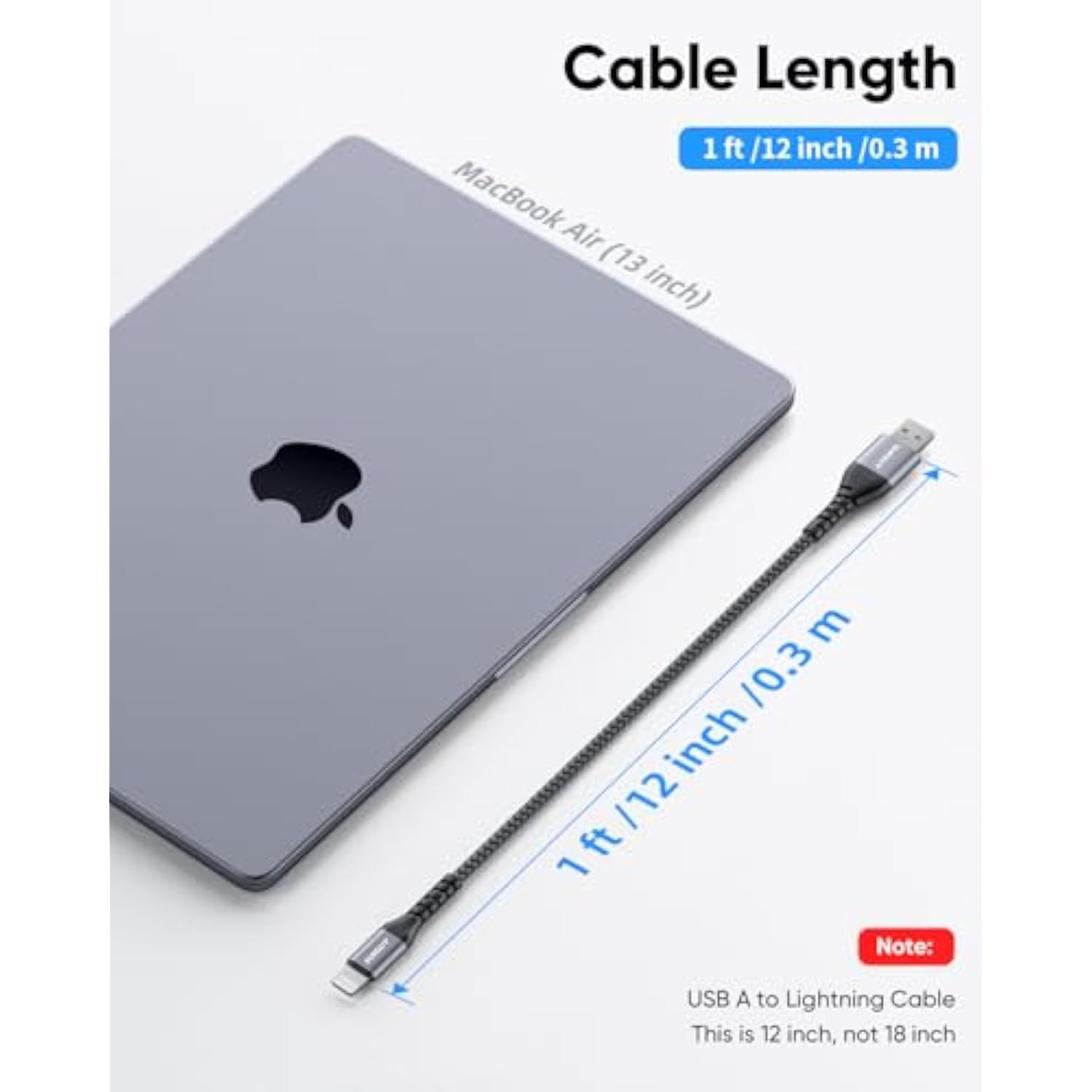 Usb-A To Lightning Cable 1Ft, 2Pack [Mfi Certified] Usb To Lightning Cable For Car, Short Iphone Charger Cord Nylon Braided Compatible With Iphone 14/13/12/11 Pro Max Mini X Xs Xr 8 Plus 10 Se Ipad