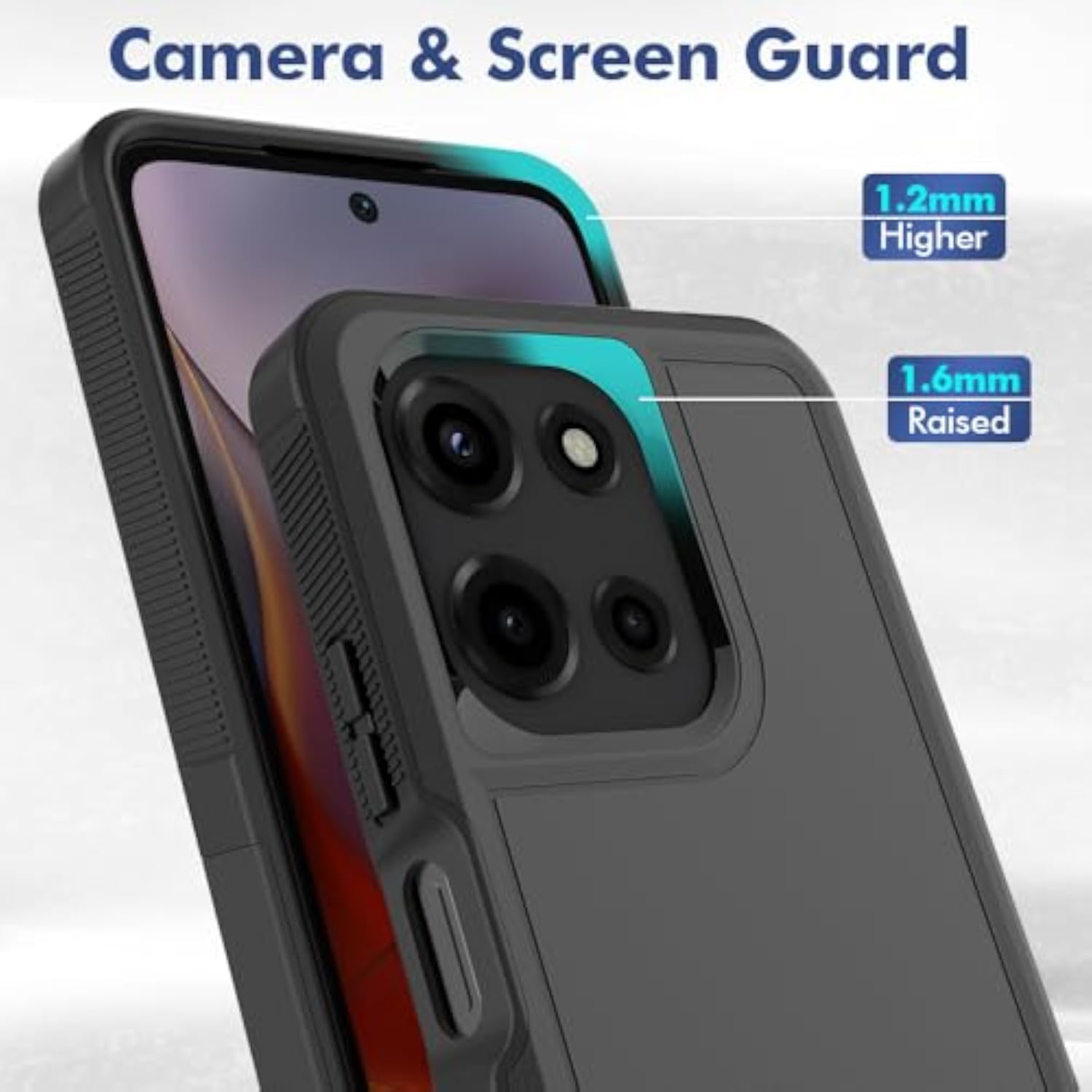 Heavy Duty Dual Layer Protective Case for Motorola Moto G 5G 2025 with Screen Protector, Black