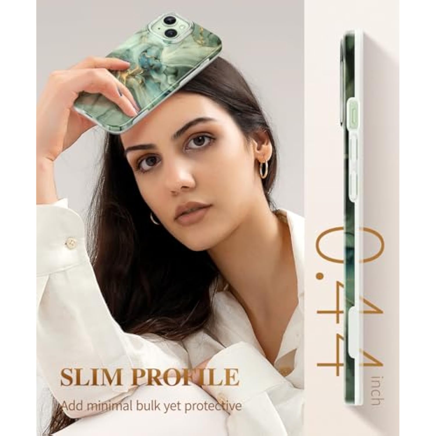 Marble For Iphone 15 Case, With Screen Protector & Camera Lens Protector, [10Ft Military Grade Drop Protection] Slim Tpu Phone Case Cover Women For Iphone 15 6.1" 2023 (Desert Dream/Green)