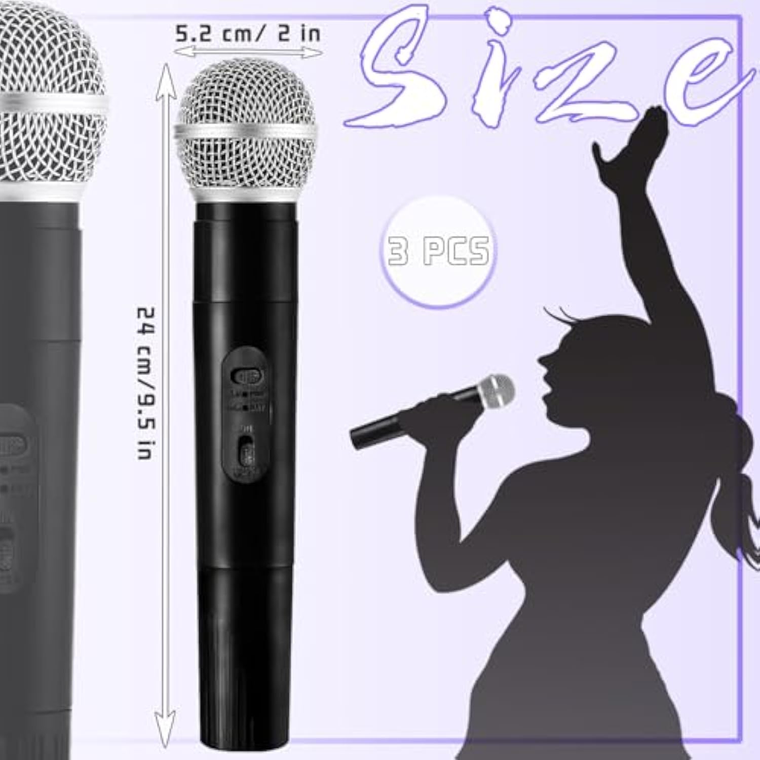 3 Pcs Kids Microphone Toy,Plastic Fake Microphone Pretend Play Toy Black Stage Mics Toys For Halloween Christmas Karaoke Costume Party Favors