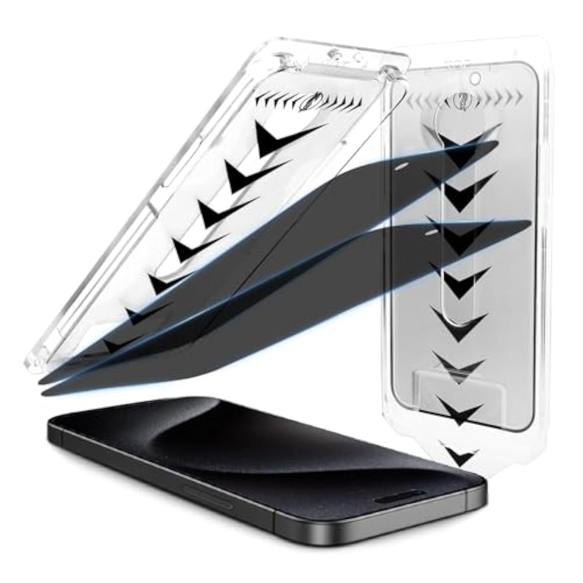 2-Pack Privacy Screen Protector For Iphone 15 Pro Max (6.7"), Anti-Spy With Easy Installation Kit [Auto-Dust Removal], Hd Tempered Glass & Bubble Free