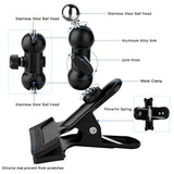 Clamp Phone Stand Holder For Desk/Table/Glass Door/Desktop Baffle/Easel,360°Adjustable Aluminium Alloy Arm Metal Phone Mount,Compatible With /Nexus/Htc/Lg/Huawei/Smart Phones