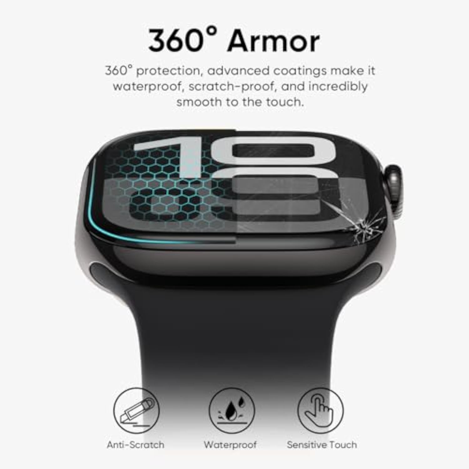Nanoarmour For Apple Watch Series 10 Screen Protector 46 Mm With Anti Scratch For Apple Watch 10 46Mm: Trucolor Display, Easy To Install, Ultra Clear - 2 Pack