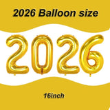 16 Inch Gold 2026 Number Balloons for New Year Party and Decorations