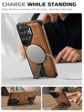 Strong Magnetic for  Galaxy S26 Ultra Case Leather,[Compatible with MagSafe], Adjustable Kickstand, Shockproof Protective Cover for