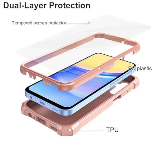 for  Galaxy A26 Case with Screen Protector, Galaxy A17 5G Dual Layer Phone Case, Shockproof Corners TPU Bumper, Slim Silicone, Rugged