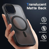 Magnetic Case for iPhone 15 6.1-Inch Compatible with MagSafe, Translucent Matte Back Slim Shockproof Phone Cover (Black)