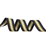24 Yards 1 Inch Navy/Gold/White Stripe Grosgrain Ribbon Double Face Po