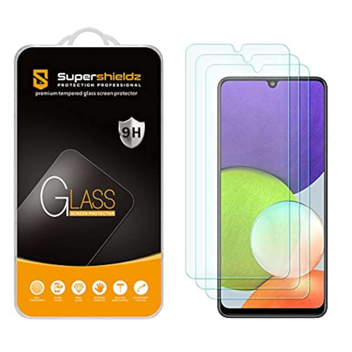 (3 Pack) Designed For Samsung Galaxy A22 (6.4 Inch) Tempered Glass Screen Protector, Anti Scratch, Bubble Free