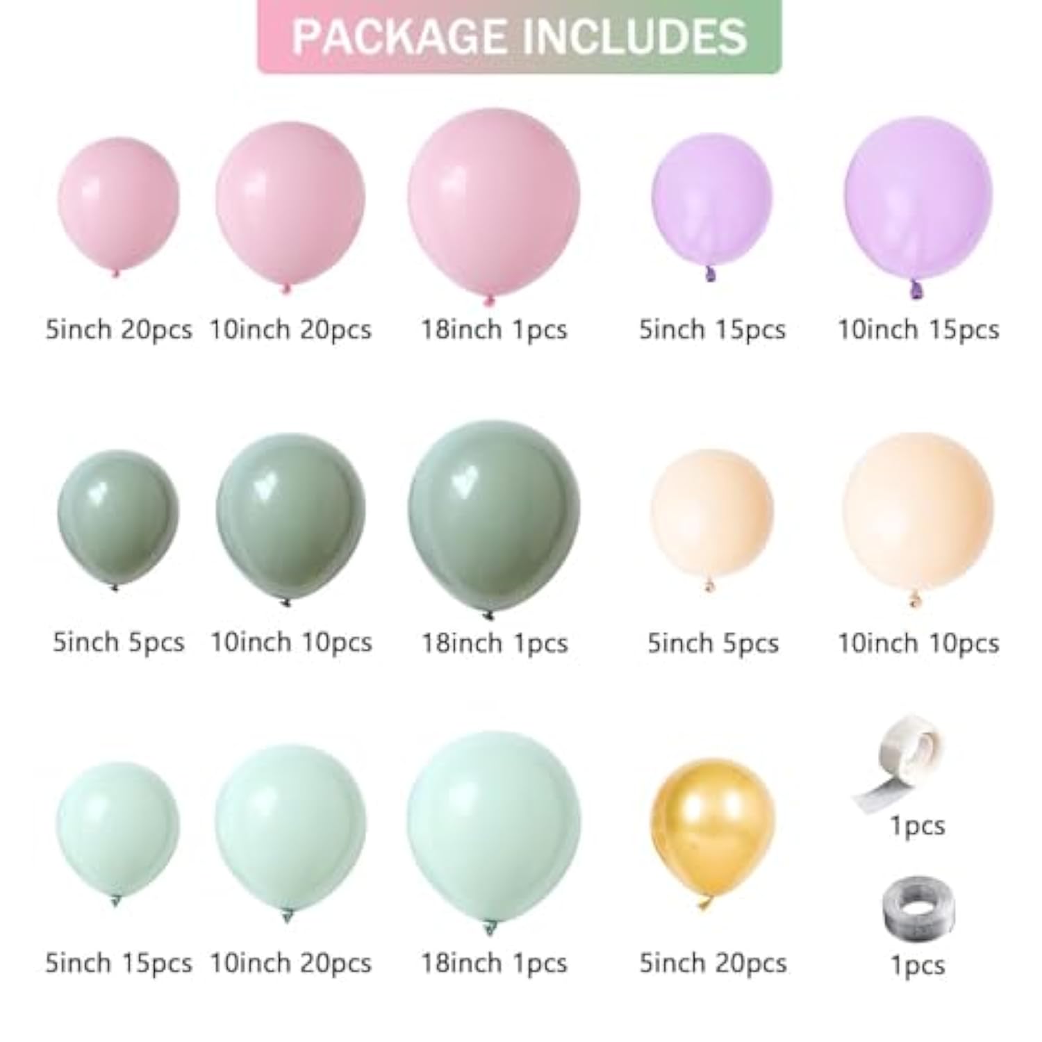 Fairy Wonderland Balloon Arch Garland Kit,160Pcs Pink Purple Blue Dusty Green Gold Balloons For Girls Fairytale Spring Garden Tea Party Bride Baby Shower