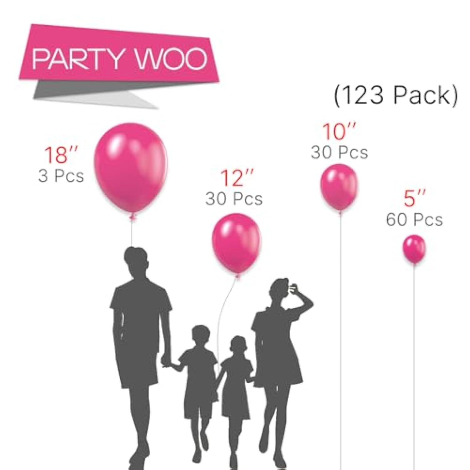 123Pcs Hot Pink Balloon Arch Kit Magenta & Dark Pink Balloons for Parties