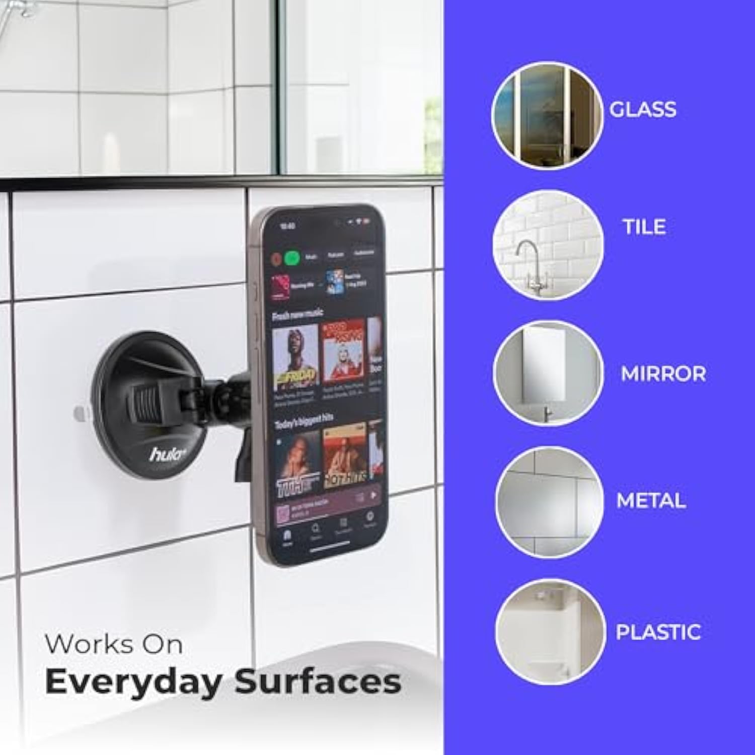 MagSafe Phone Holder, Portable Stand for Shower, Mirror, Kitchen, & Bathroom