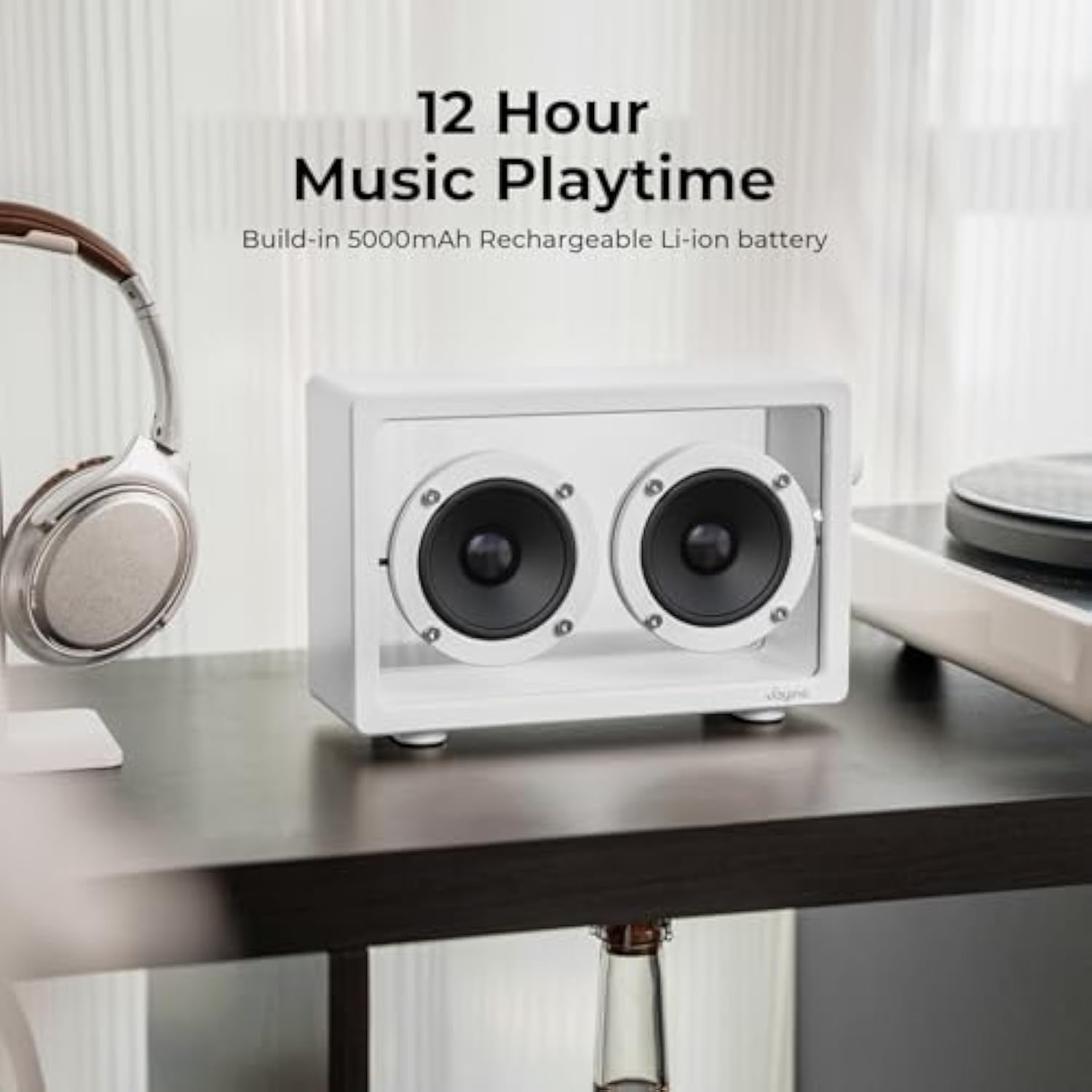 Cassette Portable Bluetooth Speaker, 16W Minimalist Speakers Bluetooth Wireless Loud, Hd Powerful Sound And Wide Compatibility V5.3 For Indoor Outdoor - White