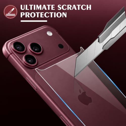 Back Screen Protector for iPhone 17 Pro Max [2-Pack],iPhone 17 Pro Max Back Glass Protector Anti-Fingerprint/Scratch Ultra Thin Rear Protector for