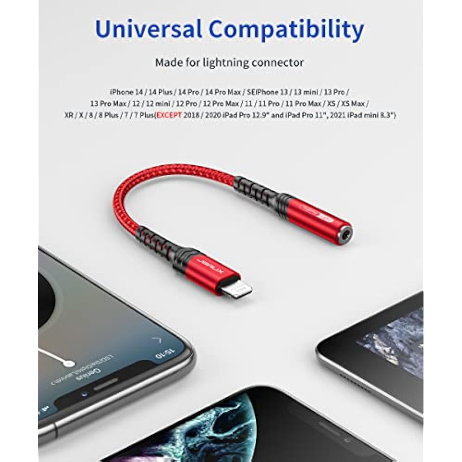 Headphone Adapter For Iphone Lightning To 3.5Mm Adapter [Apple Mfi Certified] Compatible With Iphone 14 Pro Max/14 Plus/13 12 11 Pro Max/Se/Xs-Red