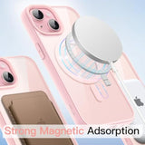 JETech Magnetic Case for iPhone 15 6.1-Inch Compatible with MagSafe, Shockproof Phone Bumper Cover, Solid Color Matte TPU Frame, Anti-Scratch Clear Back (Pink)