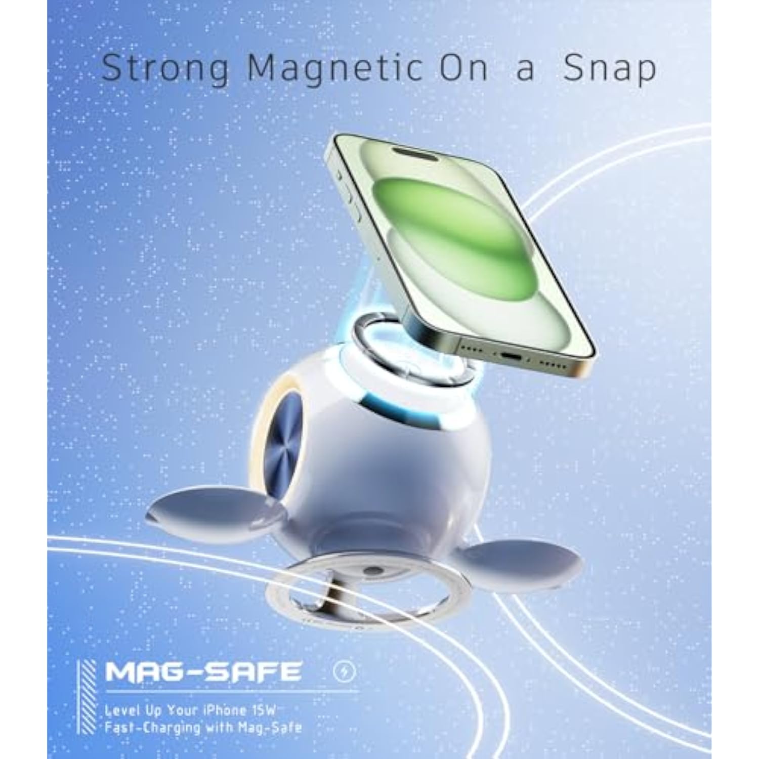 Venus 3 In 1 Mag-Safe Charger Stand, Magnetic Wireless Charging Station Apple Magsafe Charger (30W) Compatible For Iphone 12-16 Pro Max, Apple Watch Series, Airpods For Men