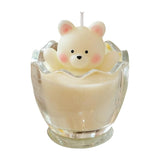 Egg Shaped Glass Scented Candle Funny Fragrance Candle For Birthday The Broken Shell (Little Bear)