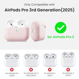 Compatible with AirPods Pro 3 Case 2025, Full Protective Hybrid Silicone for AirPods Pro 3rd Generation Case, Front LED Visible Skin Cover-Chalk Pink