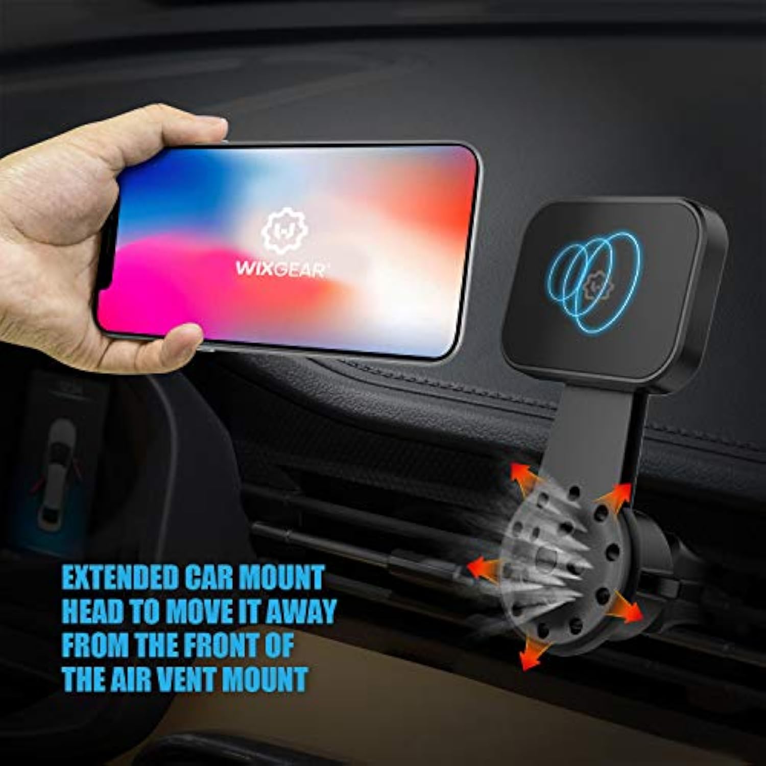 Magnetic Mount, Universal Air Vent Twist Hole Magnetic Phone Holder For Car, For All Cell Phones With Fast Swift-Snap Technology, Will Not Block Air Vent Flow - For Horizontal Vent