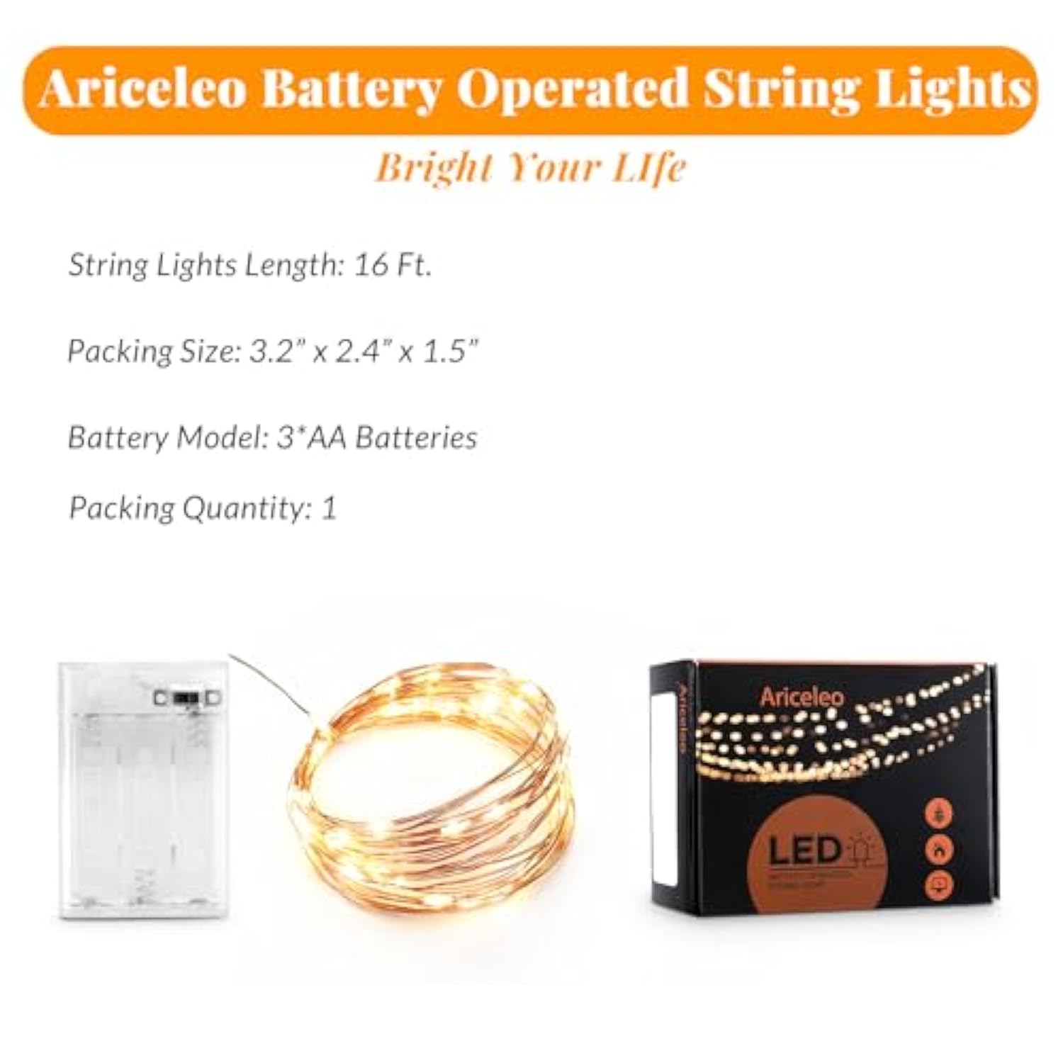 Led Fairy Lights Battery Operated, 1 Pack Mini Battery Powered Copper Wire Starry Fairy Lights For Bedroom, Christmas, P