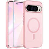 Google Pixel 9 Pro XL Case: Magnetic Matte Shockproof Military Grade Protection (Pink)