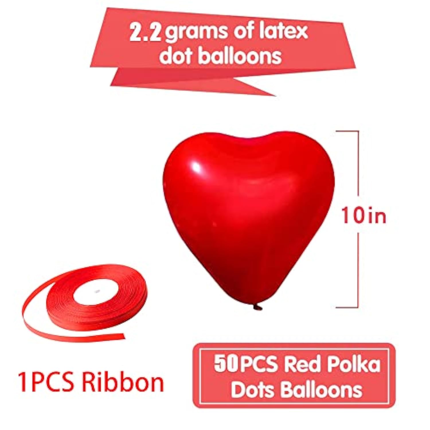 50 Pieces Love Heart Balloons 10-Inch Red Latex Heart Balloons For Valentines Day Wedding Anniversary Engagement Birthday Garden Company Celebration Graduation Prom Party Decoration Romantic Decor