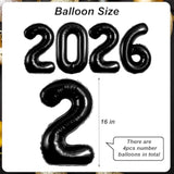 2026 Black 16in Letter Balloons Happy New Year Party Supplies
