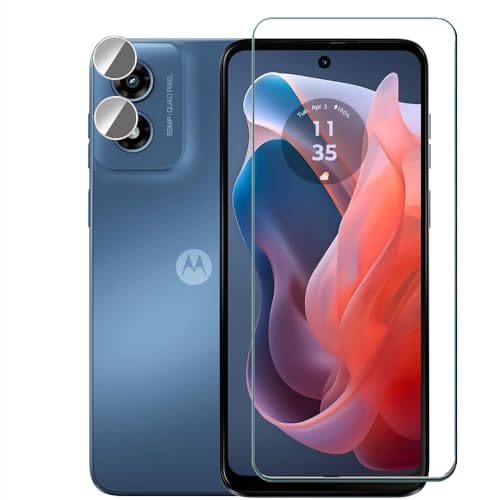 [2+2 Pack] Compatible with Motorola G Play 2024 XT2413V Screen Protector + Camera Lens Protector, 9H Hardness Anti-Scratch No Bubble Tempered Glass