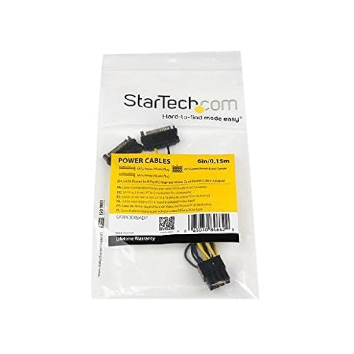 StarTech.com 6in SATA Power to 8 Pin PCI Express Video Card Power Cable Adapte