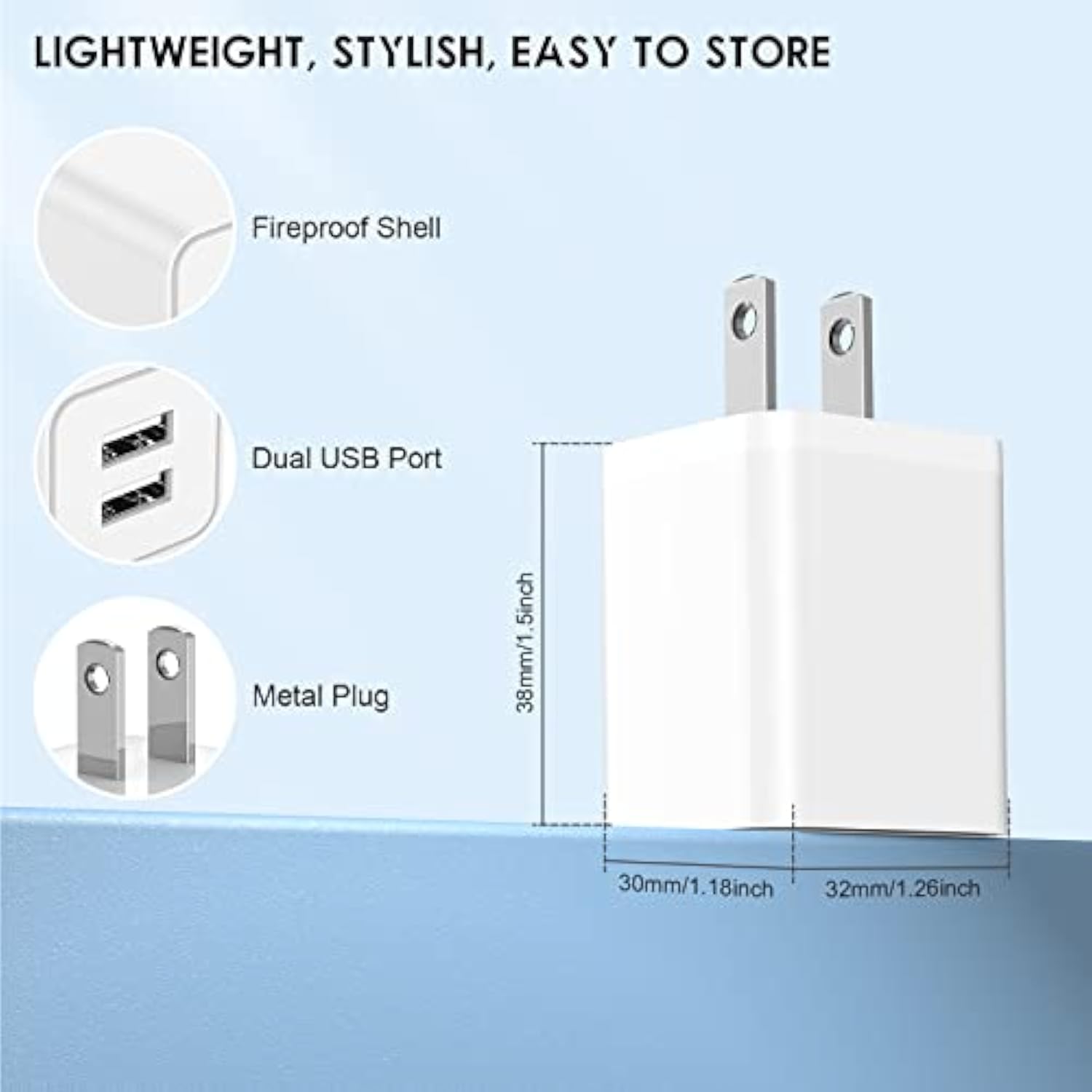 Usb Charger Block 5V 2.4A, Dual A Port Charging Blocks,Usb Wall Charger Plug Power Adapter Cube For Apple Iphone 16 15 14 13 12 11 Pro Max/Pro/Xr/8/7/6/Plus/X,Android-Etl Certified