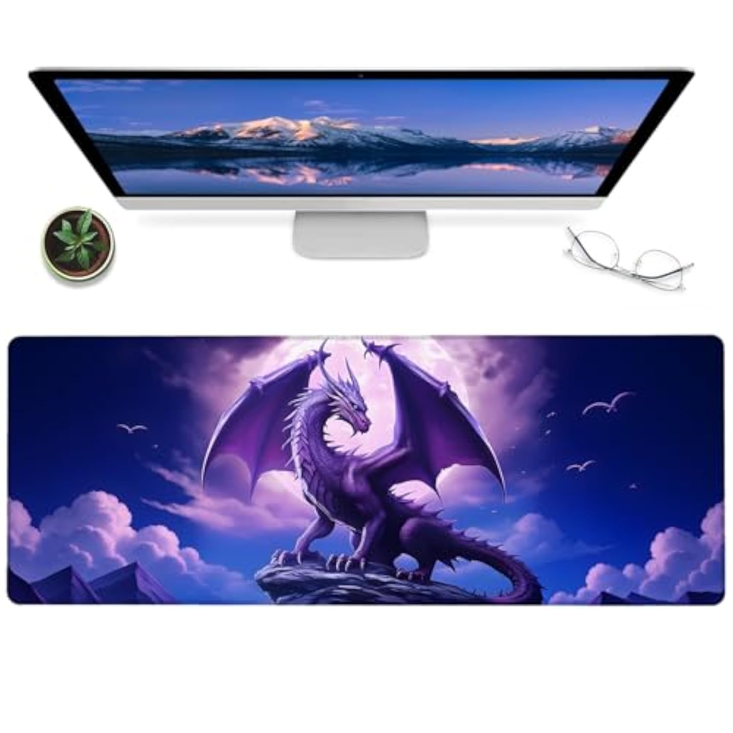 Cool Pickle Gaming Mouse Pad – 12X31.5In Non-Slip Rubber Yellow Desk Mat With Funny Fruit Food Sunglass Design – Large Extended Mousepad For Office Home Laptop – Game Deskmat Gifts Decor