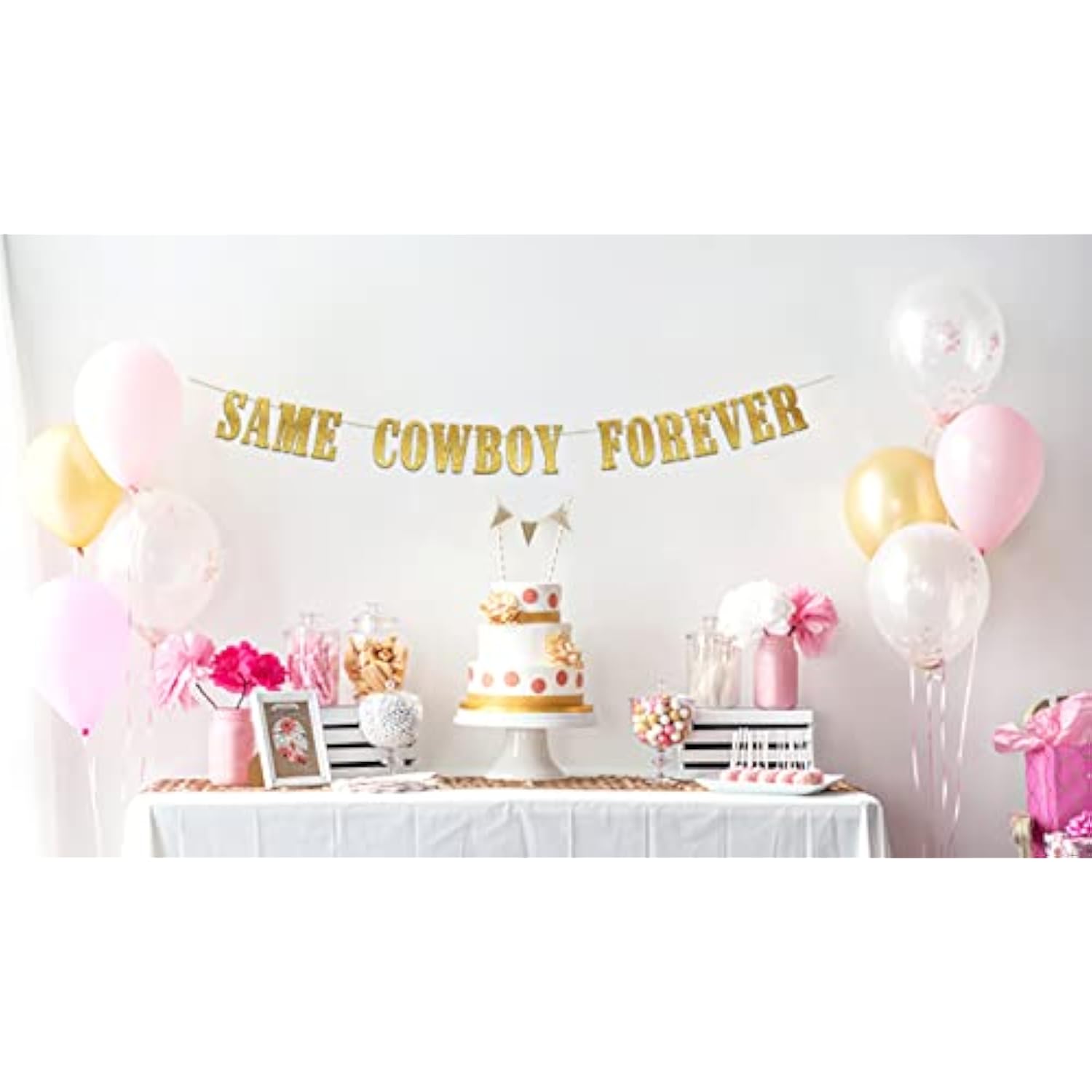 Same Cowboy Forever Bachelorette Party Glitter Banner – Western Cowgirl Bachelorette Party Decorations, Favors And Supplies – Nashville – Austin – Dallas – Charleston - Savannah