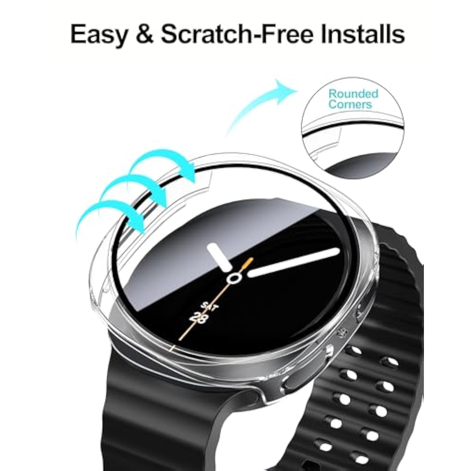 2 Pack Case Compatible With Samsung Galaxy Watch 8 40Mm With Built In Tempered Glass Screen Protector, Hard Pc Case Scratch-Resistant Overall Protective Cover- Transparent