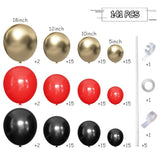 141pcs Black Gold Red Balloon Arch Kit for Birthday, Wedding, Baby Shower Decor
