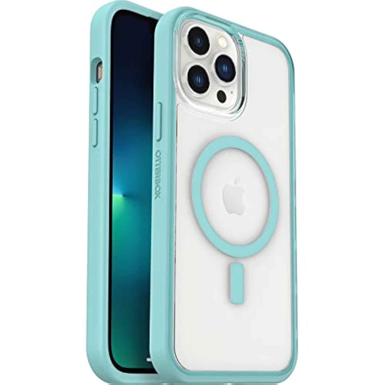 OtterBox Clear case with colorful grip edge for iPhone 13 Pro Max (Only) - DISCOVERY (Clear/Light Blue)